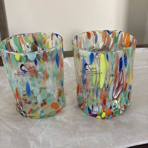 2 Multicolor Murano Glass Tumblers - Alessandro Coppola - Arte di Murano